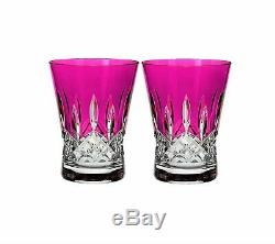 Waterford Crystal Lismore Pink Double Old Fashioned Tumbler Glasses (BRAND NEW)
