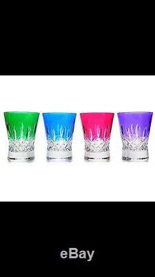 Waterford Crystal Lismore Pop Set of 4 Mixed Color Double Old Fashioned Glasses