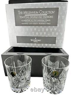 Waterford Crystal Millennium 5 Toast Double Old Fashioned Glass Set Of 2 In Box