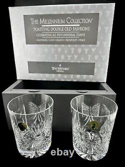 Waterford Crystal Millennium 5 Toast Double Old Fashioned Glass Set Of 2 In Box