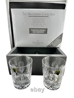 Waterford Crystal Millennium Health Double Old Fashioned Glasses Set Of 2 In Box