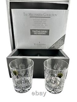Waterford Crystal Millennium Health Double Old Fashioned Glasses Set Of 2 In Box