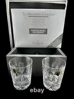 Waterford Crystal Millennium Health Double Old Fashioned Glasses Set Of 2 In Box