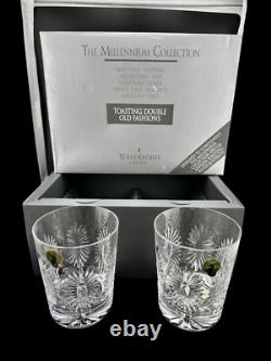Waterford Crystal Millennium Health Double Old Fashioned Glasses Set Of 2 In Box