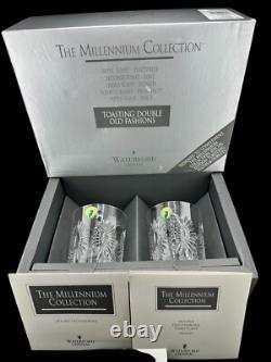Waterford Crystal Millennium Health Double Old Fashioned Glasses Set Of 2 In Box