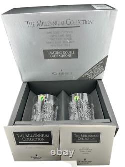 Waterford Crystal Millennium Health Double Old Fashioned Glasses Set Of 2 In Box
