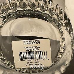 Waterford Crystal OGHAM LOVE Double Old Fashioned Glass Pair 2Pc 12oz Ea BNWB