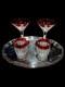 Waterford Crystal Red To Clear Martini And Double Old Fashioned set