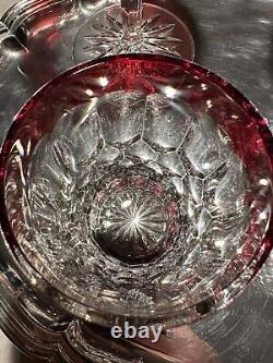 Waterford Crystal Red To Clear Martini And Double Old Fashioned set