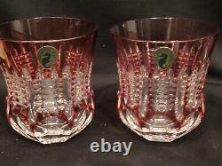 Waterford Crystal SIMPLY PASTEL PINK DOUBLE OLD FASHIONED Glasses Set of 2 NEW