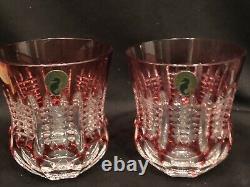 Waterford Crystal SIMPLY PASTEL PINK DOUBLE OLD FASHIONED Glasses Set of 2 NEW