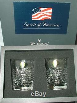 Waterford Crystal SPIRIT OF AMERICA Pair Double Old Fashioned Tumblers NIB