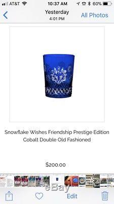 Waterford Crystal Snowflake Wishes Friendship Double Old Fashioned Mint! Cobalt