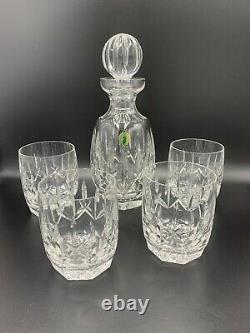 Waterford Crystal Westhampton Decanter 4 Double Old Fashioned Whiskey Glasses