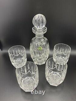 Waterford Crystal Westhampton Decanter 4 Double Old Fashioned Whiskey Glasses