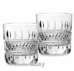 Waterford Irish Lace TUMBLER Double Old Fashioned Glasses Pair (2) Crystal New