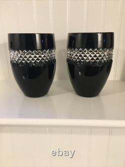 Waterford John Rocha Double Old Fashioned Tumbler Black Cut To Clear Set Of 2