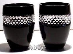 Waterford John Rocha Double Old Fashioned Tumbler Black Cut To Clear Set Of 2