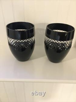 Waterford John Rocha Double Old Fashioned Tumbler Black Cut To Clear Set Of 2