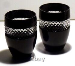 Waterford John Rocha Double Old Fashioned Tumbler Black Cut To Clear Set Of 2