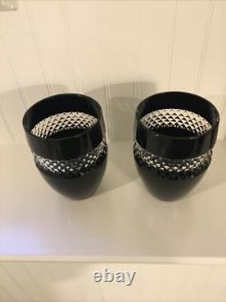 Waterford John Rocha Double Old Fashioned Tumbler Black Cut To Clear Set Of 2