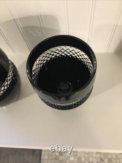 Waterford John Rocha Double Old Fashioned Tumbler Black Cut To Clear Set Of 2