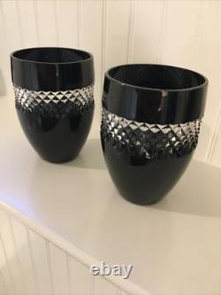 Waterford John Rocha Double Old Fashioned Tumbler Black Cut To Clear Set Of 2