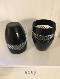 Waterford John Rocha Double Old Fashioned Tumbler Black Cut To Clear Set Of 2