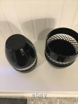 Waterford John Rocha Double Old Fashioned Tumbler Black Cut To Clear Set Of 2