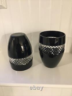 Waterford John Rocha Double Old Fashioned Tumbler Black Cut To Clear Set Of 2