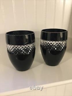 Waterford John Rocha Double Old Fashioned Tumbler Black Cut To Clear Set Of 2