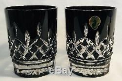 Waterford Lismore Black 12 oz. Double Old Fashioned Glasses Set of 2 MINT