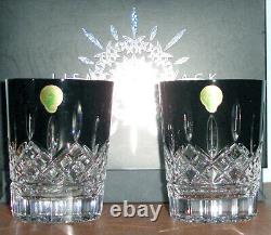 Waterford Lismore Black Crystal DOF Double Old Fashioned Pair 12oz #40021871 New