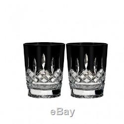 Waterford Lismore Black DOF Double Old Fashioned Glass Pair New # 40021871