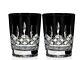 Waterford Lismore Black Double Old Fashioned Crystal Glasses Set of 2 NIBLAST