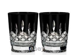Waterford Lismore Black Double Old Fashioned Crystal Glasses Set of 2 NIBLAST