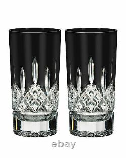 Waterford Lismore Black Double Old Fashioned Crystal Glasses Set of 2 NIBLAST