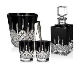 Waterford Lismore Black Double Old Fashioned Crystal Glasses Set of 2 NIBLAST