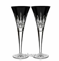 Waterford Lismore Black Double Old Fashioned Crystal Glasses Set of 2 NIBLAST