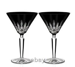Waterford Lismore Black Double Old Fashioned Crystal Glasses Set of 2 NIBLAST