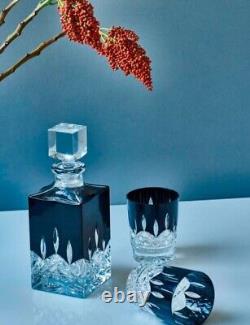 Waterford Lismore Black Double Old Fashioned Crystal Glasses Set of 2 NIBLAST