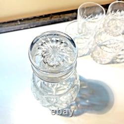 Waterford Lismore Crystal Decanter & 4 Double Old Fashioned Glasses Signed Irish
