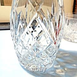 Waterford Lismore Crystal Decanter & 4 Double Old Fashioned Glasses Signed Irish