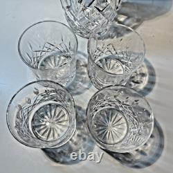 Waterford Lismore Crystal Decanter & 4 Double Old Fashioned Glasses Signed Irish