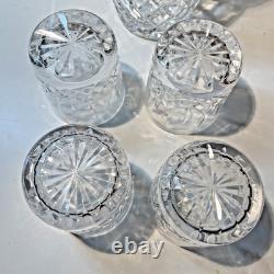 Waterford Lismore Crystal Decanter & 4 Double Old Fashioned Glasses Signed Irish