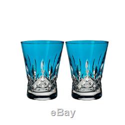 Waterford Lismore Pops Aqua Double Old Fashioned DOF Pair #40019541 Brand New