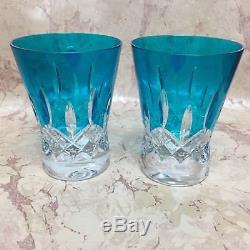 Waterford Lismore Pops Aqua Double Old Fashioned Glasses, Pair 40019541 Nwt