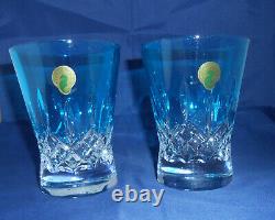 Waterford Lismore Pops Aqua Double Old Fashioned Glasses Set of 2 New