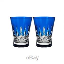 Waterford Lismore Pops Cobalt Double Old Fashioned DOF Pair #40019536 Brand New