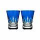 Waterford Lismore Pops Cobalt Double Old Fashioned DOF Pair # 40019536 New